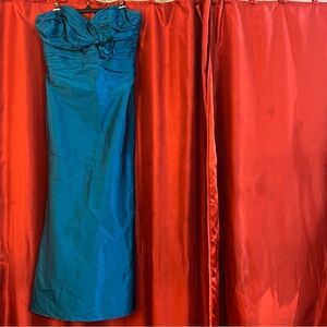 Alvina Valenta Maids Strapless Bridesmaid Dress – Size 12 – Teal